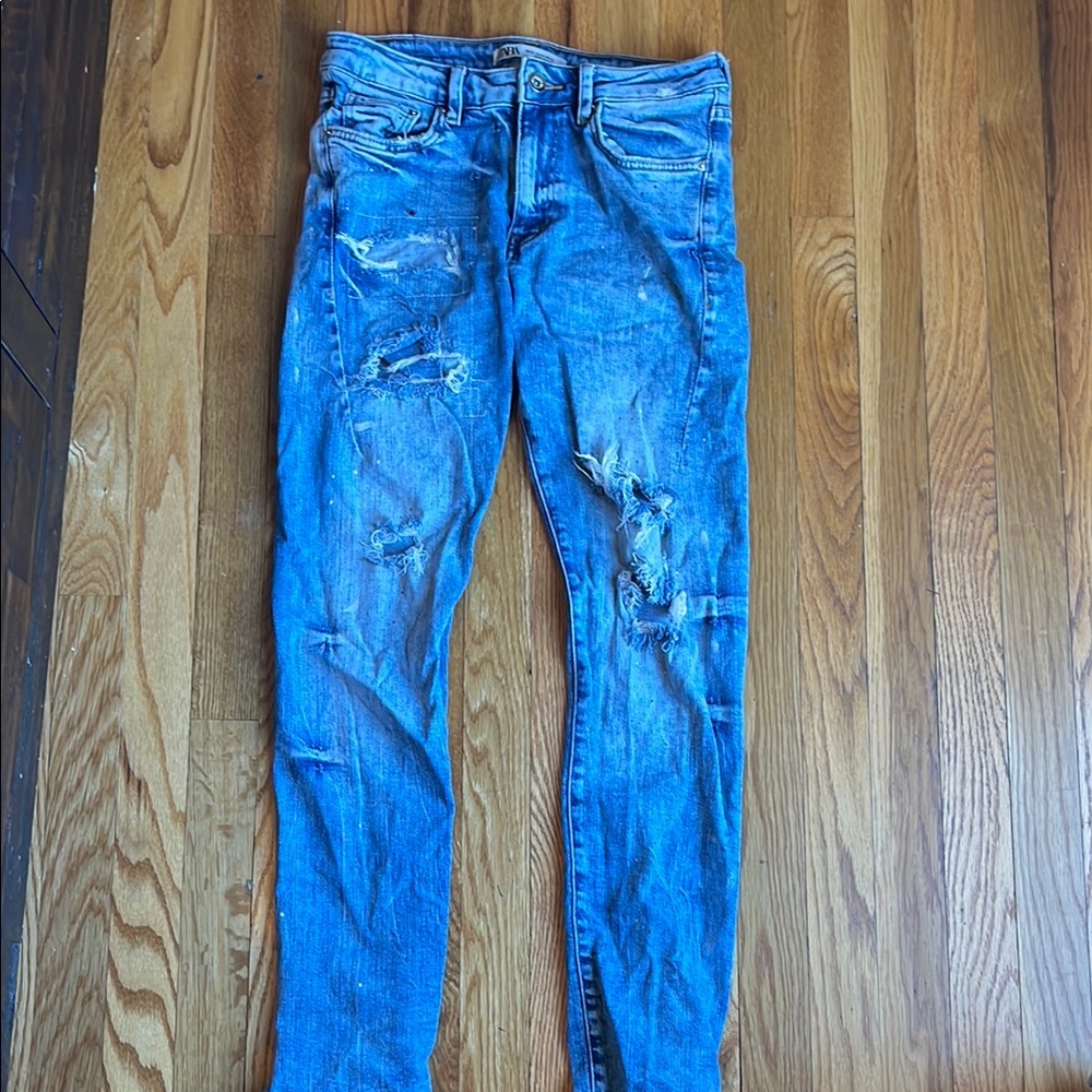 Men’s Zara Denim Straight Fit Ripped Jeans
